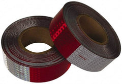 NMC - 50 Yard x 2 Inch Polyester Safety Tape - Red and White, Solid Color, Adhesive Back - Exact Industrial Supply