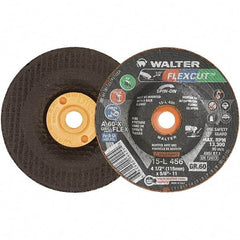 WALTER Surface Technologies - 4-1/2" Diam x 5/8" Hole, 60 Grit Surface Grinding Wheel - Aluminum Oxide, Medium Grade, 13,300 Max RPM - Exact Industrial Supply
