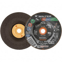 WALTER Surface Technologies - 4-1/2" Diam x 5/8" Hole, 100 Grit Surface Grinding Wheel - Aluminum Oxide, Fine Grade, 13,300 Max RPM - Exact Industrial Supply