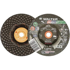 WALTER Surface Technologies - 5" Diam x 5/8" Hole, 36 Grit Surface Grinding Wheel - Aluminum Oxide, Very Coarse Grade, 12,200 Max RPM - Exact Industrial Supply