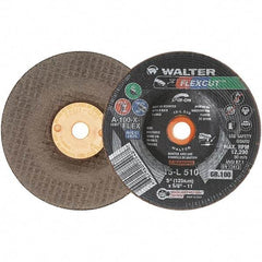 WALTER Surface Technologies - 5" Diam x 5/8" Hole, 100 Grit Surface Grinding Wheel - Aluminum Oxide, Fine Grade, 12,200 Max RPM - Exact Industrial Supply