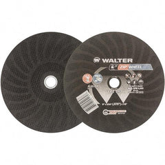 WALTER Surface Technologies - 9" 30 Grit Aluminum Oxide Cutoff Wheel - 5/64" Thick, 7/8" Arbor, 6,800 Max RPM, Use with Angle Grinders - Exact Industrial Supply