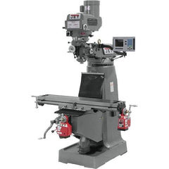 Jet - 9" Table Width x 49" Table Length, Variable Speed Pulley Control, 3 Phase Knee Milling Machine - R8 Spindle Taper, 3 hp - Exact Industrial Supply