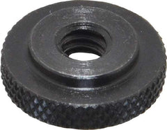Gibraltar - 1/4-20" UNC Thread, Black Oxide Finish, Steel Round Knurled Check Nut - 7/32" Overall Height, 3/4" Head Diam, 1/2" Base Diam - Exact Industrial Supply