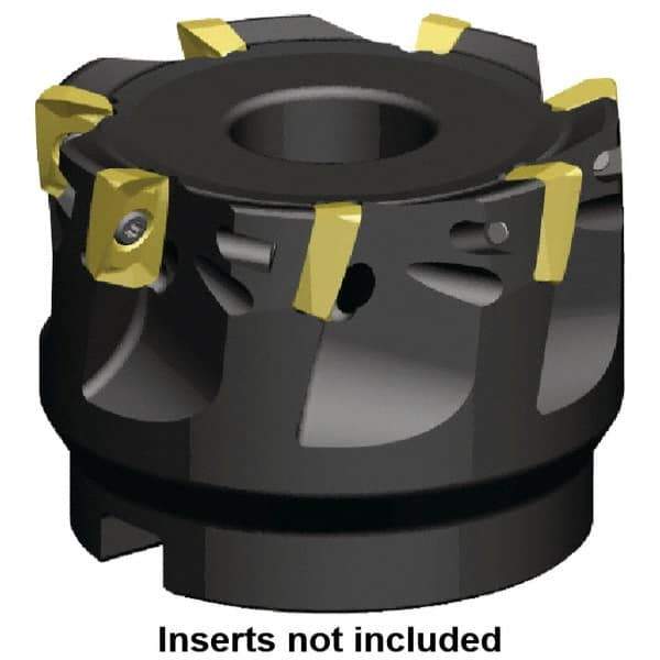 Kennametal - 8 Inserts, 100mm Cut Diam, 32mm Arbor Diam, 9.9mm Max Depth of Cut, Indexable Square-Shoulder Face Mill - 0/90° Lead Angle, 50mm High, EC10.., EP10.. Insert Compatibility, Series Mill 1-10 - Exact Industrial Supply