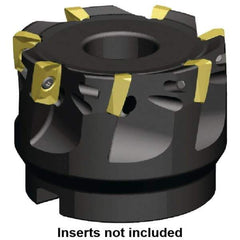 Kennametal - 8 Inserts, 80mm Cut Diam, 27mm Arbor Diam, 9.9mm Max Depth of Cut, Indexable Square-Shoulder Face Mill - 0/90° Lead Angle, 50mm High, EC10.., EP10.. Insert Compatibility, Series Mill 1-10 - Exact Industrial Supply