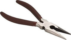 Paramount - 8" OAL, 2-23/64" Jaw Length x 7/8" Jaw Width, Long Nose Side Cutting Pliers - Serrated Jaw, Standard Head, Plastic Dipped Handles - Exact Industrial Supply