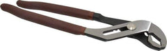 Paramount - 12" OAL, 2-1/4" Max Capacity, 2-1/4" Jaw Length, 7 Position Curved Jaw Tongue & Groove Pliers - Serrated V-Jaws, Curved Head, Plastic Dipped Handles - Exact Industrial Supply
