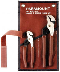 Paramount - 2 Piece Tongue & Groove Plier Set - Comes in Canvas Roll - Exact Industrial Supply