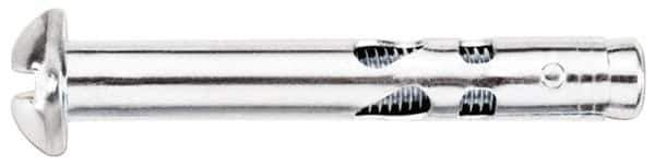 Powers Fasteners - 1/4" Diam, 1/4" Drill, 2" OAL, Sleeve Concrete Anchor - 1018 Steel, Round Head, Combination Slotted/Phillips Drive - Exact Industrial Supply