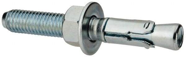 Powers Fasteners - 1/2" Diam, 1/2" Drill, 3-3/4" OAL, Wedge Expansion Concrete Anchor - 1018 Steel, Zinc-Plated Finish, Hex Nut Head, Hex Drive, 2" Thread Length - Exact Industrial Supply