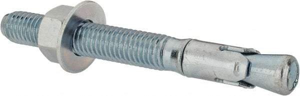 Powers Fasteners - 1/2" Diam, 1/2" Drill, 4-1/2" OAL, 1" Min Embedment Wedge Expansion Concrete Anchor - 1018 Steel, Zinc-Plated Finish, Hex Nut Head, Hex Drive, 2-3/4" Thread Length - Exact Industrial Supply