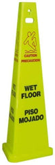 NMC - Caution - Wet Floor, 40" High, Plastic Floor Sign - English/Spanish, Cone, Red & Black on Yellow, For Restroom, Janitorial & Housekeeping - Exact Industrial Supply