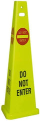 NMC - Do Not Enter, 40" High, Plastic Floor Sign - Cone, Red & Black on Yellow, For Security & Admittance - Exact Industrial Supply