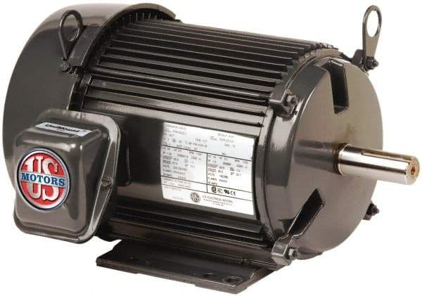 US Motors - 2 Max hp, 1,725 Max RPM, Three Polyphase Electric AC DC Motor - 208-230/460 V Input, Single Phase, 56HZ Frame, 5/8" Shaft Diam, Rigid Mount, TEFC Enclosure - Exact Industrial Supply