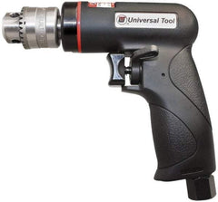 Universal Tool - 1/4" Reversible Keyed Chuck - Pistol Grip Handle, 2,600 RPM, 3.5 CFM, 0.3 hp, 90 psi - Exact Industrial Supply