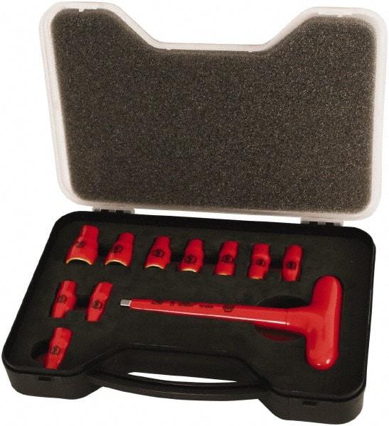 Wiha - 11 Piece 1/4" Drive Socket Set - 6 Points, 5mm to 14mm Range, Metric Measurement Standard - Exact Industrial Supply