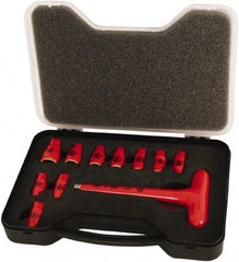 Wiha - 11 Piece 1/4" Drive Socket Set - 6 Points, 5mm to 14mm Range, Metric Measurement Standard - Exact Industrial Supply