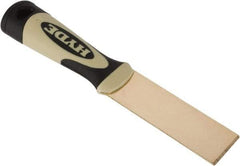 Hyde Tools - 1-1/4" Wide Brass Putty Knife - Stiff, Cushioned Grip Polypropylene Handle, 8" OAL - Exact Industrial Supply