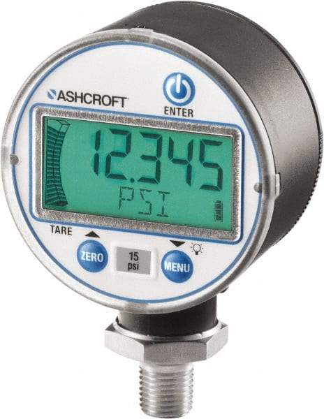 Ashcroft - 2-1/2" Dial, 1/4 Thread, 0-1,000 Scale Range, Pressure Gauge - Lower Connection Mount, Accurate to ±0.5% of Scale - Exact Industrial Supply