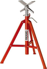 Ridgid - 1" to 12" Pipe Capacity, Portable Folding V-Head Stand - 28" to 52" High, 2,500 Lb Capacity - Exact Industrial Supply