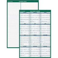 AT-A-GLANCE - 1 Sheet, 24 x 36", Erasable Wall Calendar - Green & White - Exact Industrial Supply