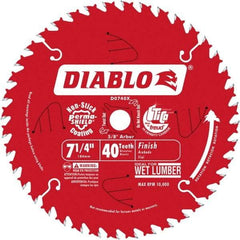 Freud - 7-1/4" Diam, 5/8" Arbor Hole Diam, 40 Tooth Wet & Dry Cut Saw Blade - Carbide-Tipped, Standard Round Arbor - Exact Industrial Supply