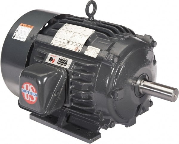 US Motors - 10 hp, TEFC Enclosure, No Thermal Protection, 1760, 1445 RPM, 208-230/460 & 190/380 Volt, 60/50 Hz, Three Phase Premium Efficient Motor - Exact Industrial Supply