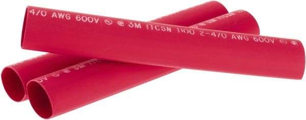 3M - 9" Long, 4:1, Polyolefin Heat Shrink Electrical Tubing - Red - Exact Industrial Supply