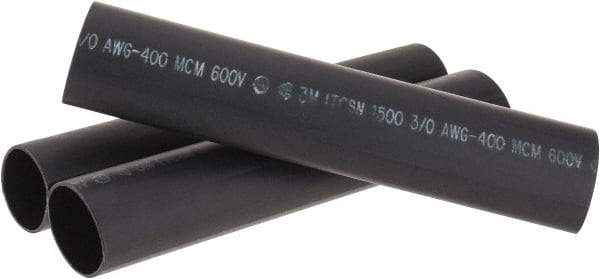 3M - 9" Long, 4:1, Polyolefin Heat Shrink Electrical Tubing - Black - Exact Industrial Supply