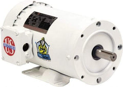 US Motors - 3 hp, TEFC Enclosure, No Thermal Protection, 3,490 RPM, 208-230/460 Volt, 60 Hz, Three Phase Premium Efficient Motor - Size 145 Frame, C-Face with Base Mount, 1 Speed, Double Sealed Ball Bearings, 8.1-7.2/3.6 Full Load Amps, F Class Insulation - Exact Industrial Supply