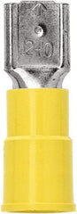 3M - 12 to 10 AWG, Vinyl, Partially Insulated, Female Wire Disconnect - 1/4 Inch Wide Tab, Yellow, RoHS 2011/65/EU Compliant - Exact Industrial Supply