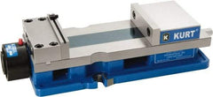 Kurt - 6" Jaw Width, 9" Jaw Opening Capacity, Horizontal Stationary Machine Vise - Hydraulic Operation, 1 Station, 20.568" Long x 4.86" High x 1-47/64" Deep, 1.735" Jaw Height, 12,600 Lb Max Clamp Force, Ductile Iron - Exact Industrial Supply