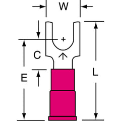 3M - #10 Stud, 22 to 18 AWG Compatible, Partially Insulated, Crimp Connection, Standard Fork Terminal - Exact Industrial Supply