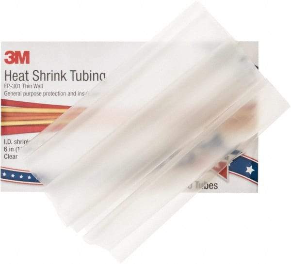 3M - 6" Long, 2:1, Polyolefin Heat Shrink Electrical Tubing - Clear - Exact Industrial Supply