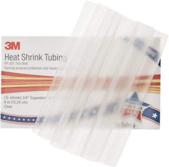 3M - 6" Long, 2:1, Polyolefin Heat Shrink Electrical Tubing - Clear - Exact Industrial Supply