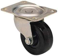 Albion - 3" Diam x 1-1/4" Wide x 3-13/16" OAH Top Plate Mount Swivel Caster - Hard Rubber, 270 Lb Capacity, Self-Lubricating Bearing, 3-1/8 x 4-1/8" Plate - Exact Industrial Supply