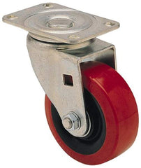 Albion - 3" Diam x 1-1/4" Wide x 3-3/16" OAH Top Plate Mount Swivel Caster - Polyolefin, 270 Lb Capacity, Plain Bearing, 2-1/2 x 3-5/8" Plate - Exact Industrial Supply