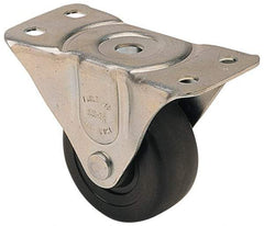 Albion - 3" Diam x 1-1/4" Wide x 3-13/16" OAH Top Plate Mount Rigid Caster - Hard Rubber, 270 Lb Capacity, Self-Lubricating Bearing, 2-1/2 x 4-15/16" Plate - Exact Industrial Supply