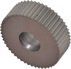 Made in USA - 3/4" Diam, 90° Tooth Angle, 21 TPI, Standard (Shape), Form Type High Speed Steel Straight Knurl Wheel - 1/4" Face Width, 1/4" Hole, Circular Pitch, Series KN - Exact Industrial Supply