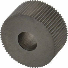 Made in USA - 3/4" Diam, 90° Tooth Angle, 29 TPI, Standard (Shape), Form Type High Speed Steel Straight Knurl Wheel - 3/8" Face Width, 1/4" Hole, Circular Pitch, Series KP - Exact Industrial Supply