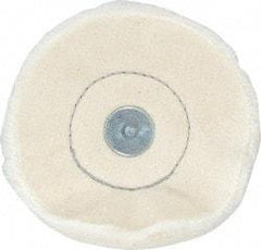 Made in USA - 4" Diam x 1/2" Thick, Loose Sewn Mounted Buffing Wheel - 40 Ply, 1/4" Shank Diam - Exact Industrial Supply