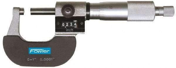 Fowler - 3 to 4" Range, 0.0001" Graduation, Mechanical Outside Micrometer - Ratchet Stop Thimble, Accurate to 0.00016", Digital Counter - Exact Industrial Supply