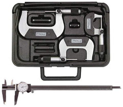 Fowler - 2 Piece, Machinist Caliper and Micrometer Tool Kit - 0 to 3 Inch Outside Micrometer Set - Exact Industrial Supply