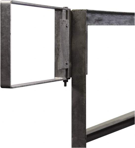 PRO-SAFE - Carbon Steel Self Closing Rail Safety Gate - Fits 22 to 24-1/2" Clear Opening, 1-1/2" Wide x 12" Door Height, Gray - Exact Industrial Supply