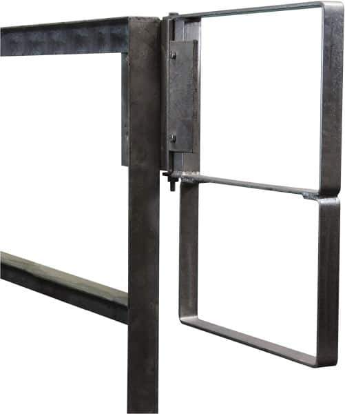 PRO-SAFE - Carbon Steel Self Closing Rail Safety Gate - Fits 25 to 27-1/2" Clear Opening, 1-1/2" Wide x 22" Door Height, Gray - Exact Industrial Supply