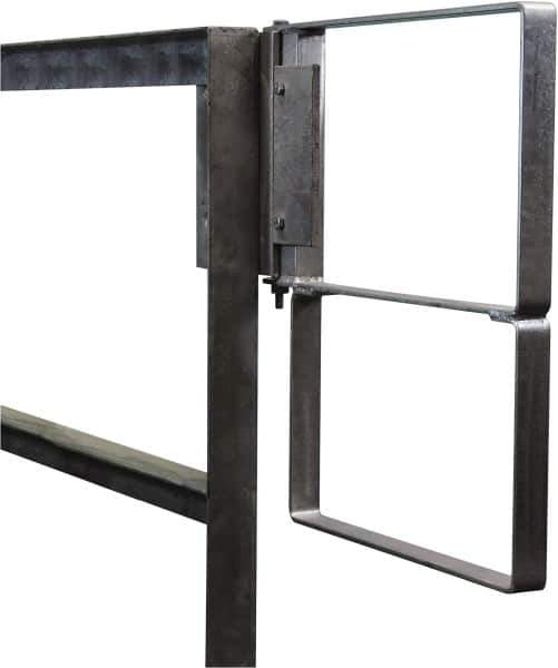 PRO-SAFE - Carbon Steel Self Closing Rail Safety Gate - Fits 19 to 21-1/2" Clear Opening, 1-1/2" Wide x 22" Door Height, Gray - Exact Industrial Supply