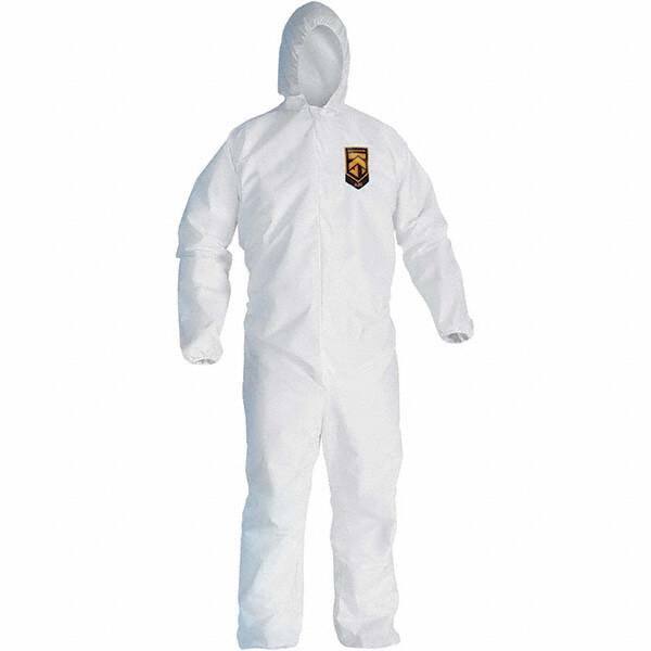 KleenGuard - Size 2XL Polypropylene General Purpose Coveralls - White, Zipper Closure, Elastic Cuffs, Elastic Ankles, Serged Seams - Exact Industrial Supply