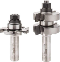 Freud - 1/4" Cut Diam, 1.3438" Length of Cut, 0 Flute Tongue & Groove Edge Profile Router Bit - Carbide-Tipped, 1/2" Shank Diam, 3-1/4" OAL, Proprietary Coating - Exact Industrial Supply