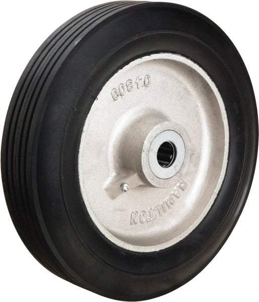 Hamilton - 16 Inch Diameter x 4 Inch Wide, Rubber on Aluminum Caster Wheel - 1,200 Lb. Capacity, 4-1/4 Inch Hub Length, 1-1/4 Inch Axle Diameter, Straight Roller Bearing - Exact Industrial Supply